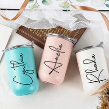 1 pieza Taza de viaje de acero inoxidable personalizada, taza de café aislada de doble pared con nombre personalizado, taza para bebidas frías, acabado mate elegante, reutilizable, regalo para hombres mujeres novio novia padre madre amigos estudiantes oficina escuela, regalo de cumpleaños - Multicolor - Ver 5