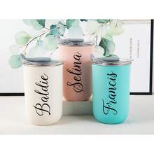 1 pieza Taza de viaje de acero inoxidable personalizada, taza de café aislada de doble pared con nombre personalizado, taza para bebidas frías, acabado mate elegante, reutilizable, regalo para hombres mujeres novio novia padre madre amigos estudiantes oficina escuela, regalo de cumpleaños - Multicolor - Ver 7