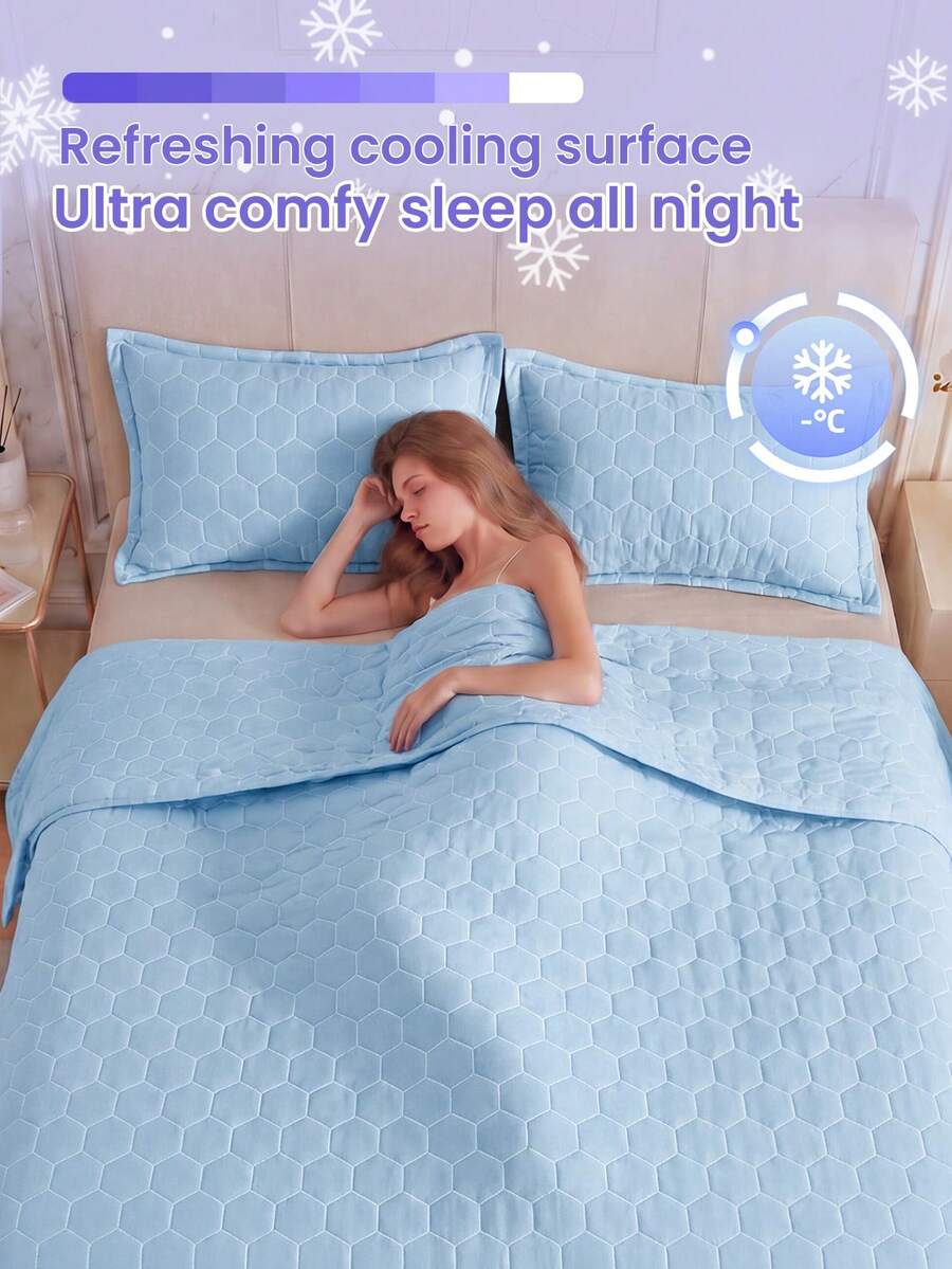 1 buah Selimut Pendingin, Perlengkapan Tempat Tidur Biru, Selimut AC, Dekorasi Kamar, Bernapas & Ringan, Sangat Lembut & Nyaman, Cocok Untuk Tempat Tidur Single/Double/Queen/King, Cocok Untuk Rumah Dan Asrama, Bantal Dan Sarung Bantal Tidak Termasuk, Dapat Dicuci Dengan Mesin