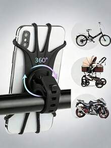 1件 360°可旋轉把手手機支架，防滑矽膠固定架，適用於自行車、電動滑板車騎行 - 多色 - 查看 1