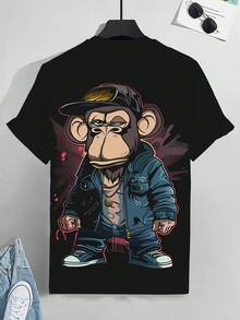 [Pierson Selection] Adult T-Shirt With 3D Digital Print, New Summer T-Shirt For Men - Hitam berminyak - View 4