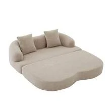2-In-1 Convertible Sofa For Two People, With Two Cushions, Unfoldable Double Sofa Bed, Versatile Sofa For Guest Rooms And Living Rooms (Khaki Caterpillar) - Khaki - View 12
