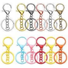 12 piezas Ganchos de langosta de aleación con resorte, llaveros de metal multifunción con cadena y anillos de llave planos, adecuados para manualidades DIY de llaveros, decoración de colgantes para mochilas, carteras, bolsos, regalos festivos (10 colores disponibles) - cierre de mosquetón de cadena - Ver 2