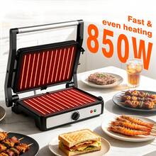 KEINVE 2-Slice Sandwich Maker, Electric Panini Press Grill With Non-Stick Coated Plates, Adjustable Temperature Control, 850W Fast Heating, Compact Design For Home Kitchen - US A Type Plug(110-127V) - View 6