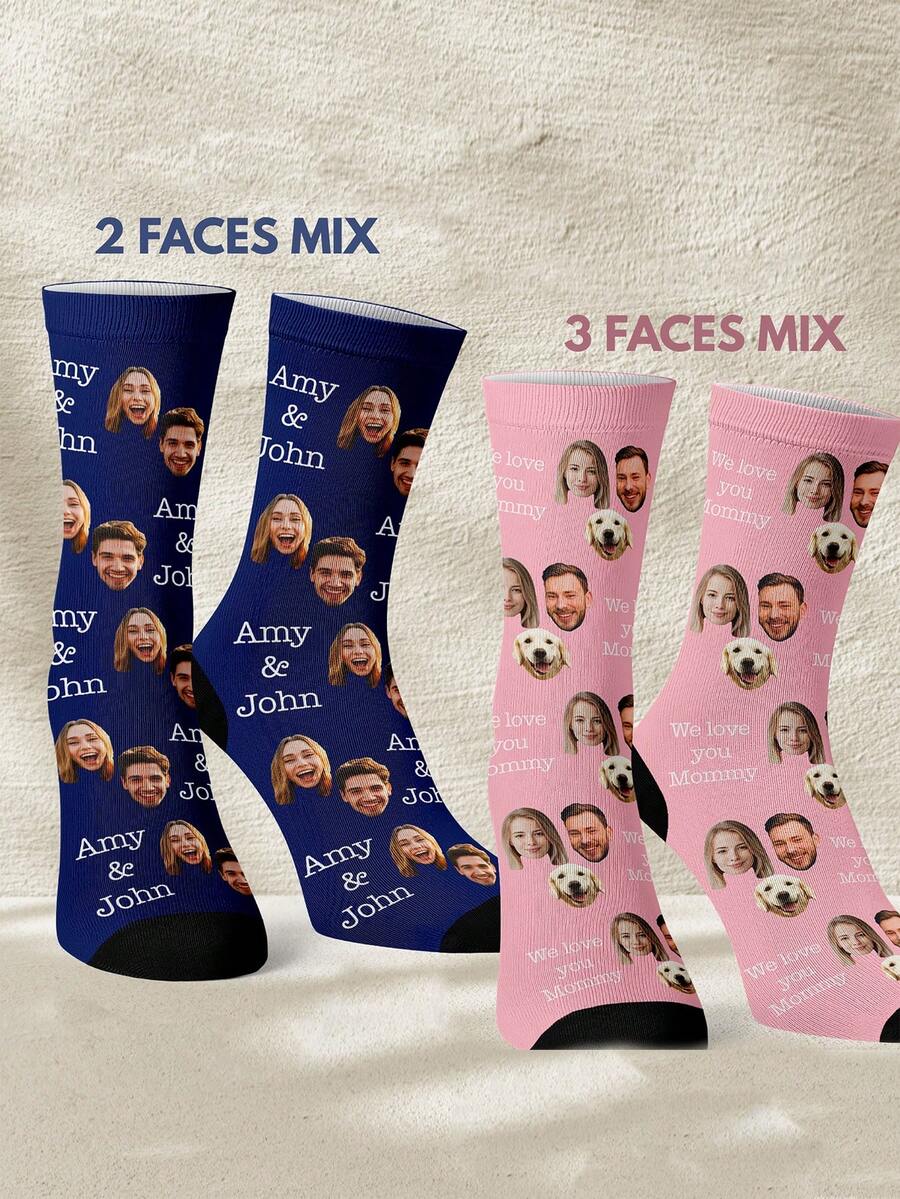 Custom Socks, Personalized Face Socks, Father's Day Socks, Photo Socks, Personalized Gift For Him, Custom Gift For Dad, Birthday Gift - Multicolor - View 1