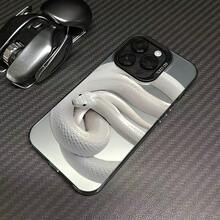 Coiling White Snake Phone Case Suitable For Apple 14 Pro Max,  15 Pro, Advanced 16 Pro, 17 New - 彩銀殼-白色-盤旋大白蛇 - 查看 2