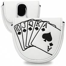 1pc Putter Head Cover, Poker Card Pattern - Magnetic Closure PU Shell, Soft Lining, Black/White Optional - Multicolor - View 3