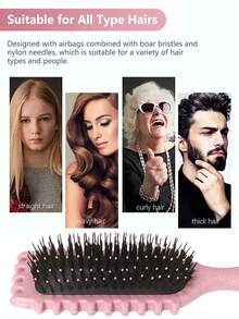 1 buah Sisir Pengeriting Rambut, Sisir Penata Rambut - Sisir Nilon Anti-Statis, Cocok untuk Rambut Keriting. Efek Pengeritingan Halus dan Alami, Mengurangi Rambut Kusut dan Ujung Bercabang. Unisex. - MultiWarna - View 3