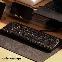 118 Keys Black Carbon Fiber Side-Printed Keycaps Ice Carbon Texture Translucent PC Material Mechanical Keyboard Keycaps Original Height Keycap Set Compatible With 61/64/68/75/84/87/96/100/104 - View 1