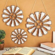 3pcs Bohemian Wooden Windmill Wall Decor For Kitchen Living Room Bedroom - One Size Fits All - View 1
