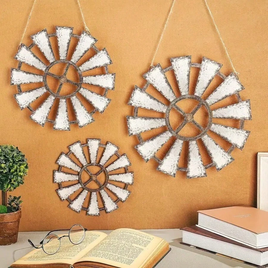 3pcs Bohemian Wooden Windmill Wall Decor For Kitchen Living Room Bedroom - One Size Fits All - View 1