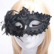 1pc Halloween Half Face Mask, Venetian Princess Masquerade Mask, Party Performance Lace Mask, Club Bachelor Party Costume Mask - Flower Mask - View 1