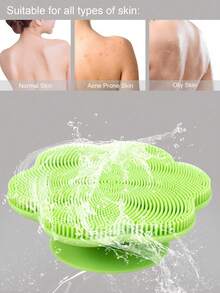 1pc Silicone Bath Brush, Flower-Shaped Silicone Bath Brush, Facial Cleansing Brush, Exfoliating Massage Brush, Produces Richer Foam, Unisex, Loofah Brush, Suitable For Sensitive Skin, Women, Men, All Skin Types, Makeup Brush Cleaner, Skincare Product, SPA Gift (Pink, Green, Yellow) - Multicolor - View 4