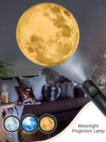 月亮投影夜燈 USB 月球投影 LED 燈,適用臥室天花板,禮物、房間裝飾、拍照背景,360° 可旋轉、亮度可調月球氛圍投影燈,送給月亮愛好者的禮物,牆面天花板裝飾,露營婚禮裝飾,萬聖節聖誕節裝飾,開齋節 - 月亮投影夜燈 - 查看 3