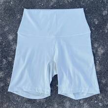 Solid Color Women's Fitness Sports Shorts High Waist Yoga Leg Shorts Cycling Full Body Workout Jog Squat Proof Inner Pocket - 亮橙色 - 查看 9