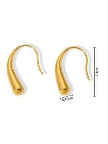 MECYLIFE 1 Pair Women's Simple Stainless Steel Water Drop Earrings, Everyday Wear Jewelry - Yellow Gold - View 4