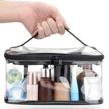 Transparent Makeup Bag With Zipper, Waterproof Toiletry Bag, Portable Cosmetic Storage Bag, Transparent Travel Organizer Bag, Toiletry Bag With Handle, Suitable For Bathroom, Travel, Vacation - Multicolor - View 4