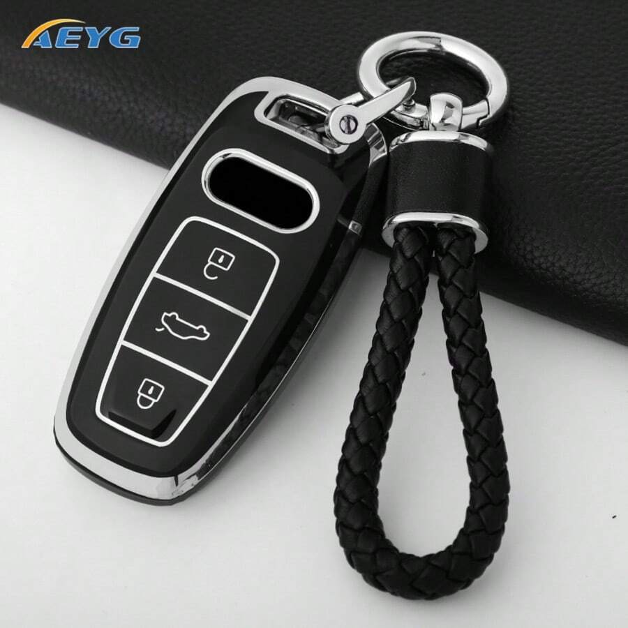 軟 TPU 車用智慧鑰匙保護套,適用於 Audi A6 A7 A8 E-Tron Q5 Q8 C8 D5,汽車造型保護配件外殼鑰匙盒 - 奧迪D款 - 查看 1