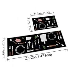 Set Of 2 Non-Slip Kitchen Mats With Various Designs - Khaki - View 2