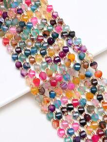1 Strand Colorful Agate 6/8/10mm Natural Asymmetric Faceted Stone Beads For Jewelry Making DIY Crafts Women Charms Bracelet - Multicolor - View 4