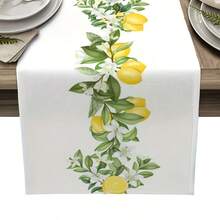 Camino de mesa de poliéster, patrón de porcelana azul con estampado floral de flor de limón y limón simple, impermeable, resistente al calor y lavable, decoración de camino de mesa para mesa de comedor, para decoración de mesa y prevención de polvo - Multicolor - Ver 18