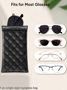 MIYIN 1pc Soft PU Double Layer Glasses Case Sunglasses Storage Bag, Convenient For Daily Carry, Squeeze Top Glasses Case, Minimalist Solid Color Diamond Pattern Anti-Scratch Glasses Storage Bag, Glasses Accessories Sunglasses, Reading Glasses, Myopia Glasses, Astigmatism Glasses Storage Bag, Unisex, Back To School Backpack Travel Essential, Beach Summer Vacation Travel Accessory Travel Bag Vacation Holiday Study Supplies Sunglasses For Women - Multicolor - View 17