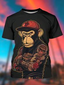 [Pierson Selection] Adult T-Shirt With 3D Digital Print, New Summer T-Shirt For Men - Merah Tua-A - View 2