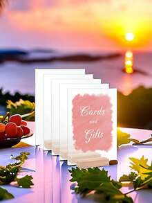 3 Packs Clear Acrylic Place Cards With Wooden Base - 3.9 * 5.9 Inch Blank Rectangle Table Number Signs Wedding Seating Guest List Cards For Party Banquet Menu Holder Desktop Display Stand - Multicolor - View 5