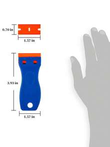 2pcs Plastic Scraper With 30pcs Double-Edge Plastic Blades, For Removing Labels, Stickers And Decals From Glass Windows - Multicolor - View 2