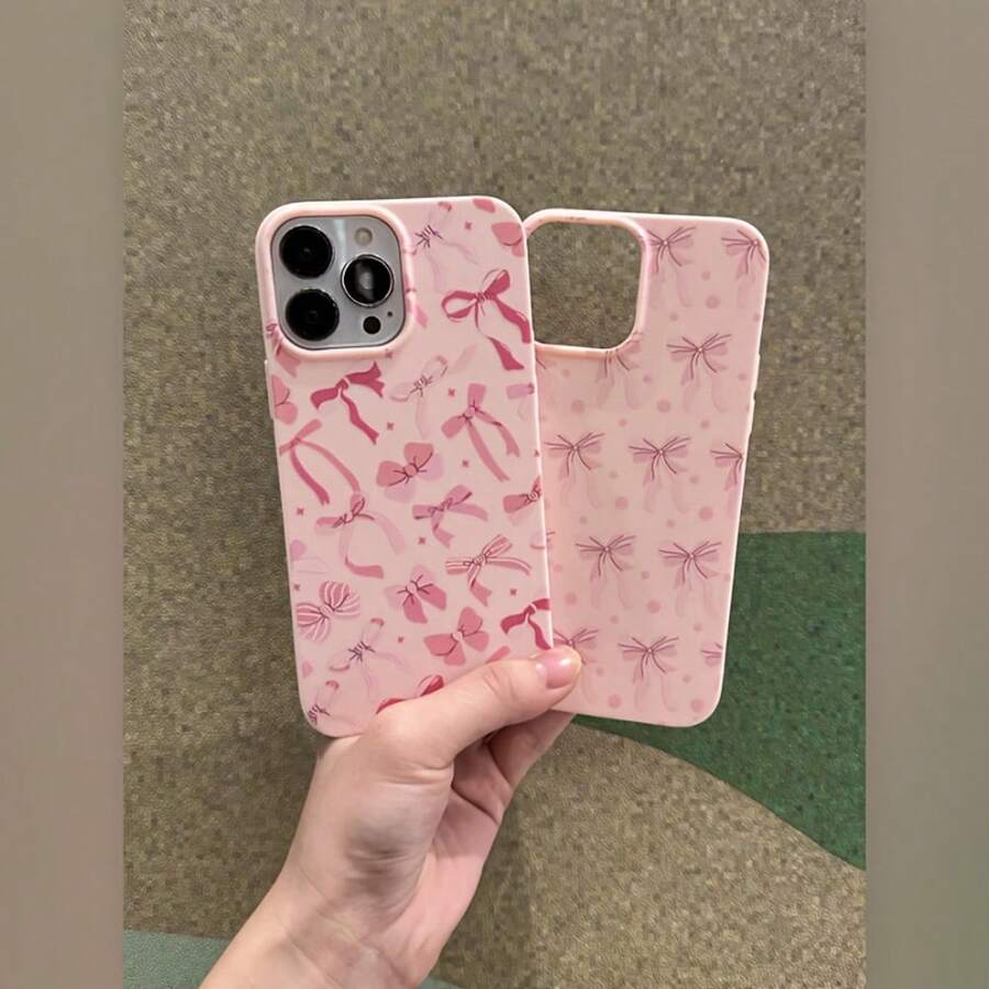 Funda para teléfono: Juego de 1 piezas con pajarita rosa revoloteante, funda protectora esmerilada anticaídas con orificios grandes de color rosa, compatible con Apple 16 Pro Max/16 Plus/16/16 Pro/15 Pro Max/15 Pro/15 Plus/15/14/14 Plus/14 Pro/14 Pro Max/13/13 Pro/13 Pro Max/12/12 Pro/12 Pro. - Multicolor - Ver 1