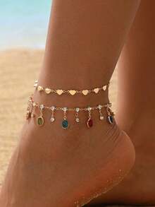 Tobillera de estilo bohemio: sencilla, versátil y un delicado accesorio de cadena para mujeres. - Oro - Ver 8