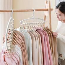 11-Hole Magic Folding Clothes Hanger Organizer, Multi-Functional Non-Slip Plastic Portable Hanging Wardrobe System, Enclosed Storage Capacity 3.2 Cubic Feet - Lightweight (1 Piece) - Multicolor - View 8