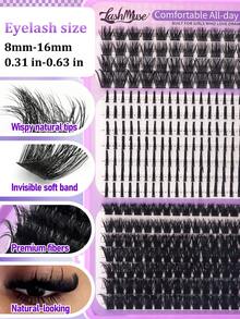 512 Cluster Europäischer & Amerikanischer Stil 3D Katzenaugen Segmentierte Wimpern, D/DD Hoher Schwung, 8-16mm Gemischte Länge, Beinhaltet T50+Spiky+100D+120D+150D+200D Mehrfache Wiederverwendbare Künstliche Nerz Einzelcluster Wimpern, Anfängerfreundliche Heim-DIY Anwendung, Geeignet für Pendeln, Reisen, Freundesparty, Urlaubsgeschenk für Freundin und beste Freundin - D - Übersicht 5