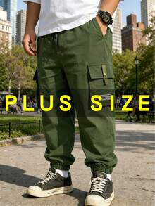 Plus Size Men's Plus Size Work Pants, Plus Fat Plus Loose Casual Pants, Versatile Casual Sports Pants! Outdoor Travel, Daily Leisure Fall - Green - View 1