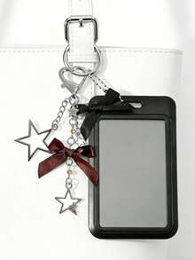 Y2K Bow ID Badge Holder With Star Pendant, Sliding Retractable Card Sleeve, Personalized Fashion Card Holder, Cute Bag Charm Keychain, DIY Keychain Bag Pendant, Back To School And Daily Use, Suitable For Nurses, Doctors, Teachers, Office, Unique Birthday Gift, Holiday Gift, Party Gift, Back To School Gift, Teacher's Day Gift - Multicolor - View 10