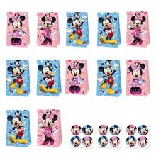 Disney Set Tas Kado Pesta Bertema Minnie dan Mickey Isi 24 Buah Sangat Cocok untuk Ulang Tahun Anak Perempuan (12 Tas Kado + 12 Stiker), Pesta Sambutan, Suvenir Pesta, Kantong Permen, dan Dekorasi Pesta. (Desain Stiker Dikirim Secara Acak.) - Set - View 5