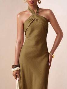 Women Midi Dresses - Whole Grain Coffee - View 1