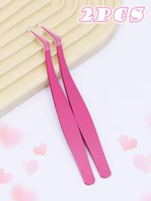1/2 Rose Red Eyelash Tweezers, Professional Eyelash Extension Tweezers, Multiple Colors Available, Essential Beauty Tool For DIY Cluster Eyelash Makeup - Hot Pink - View 7