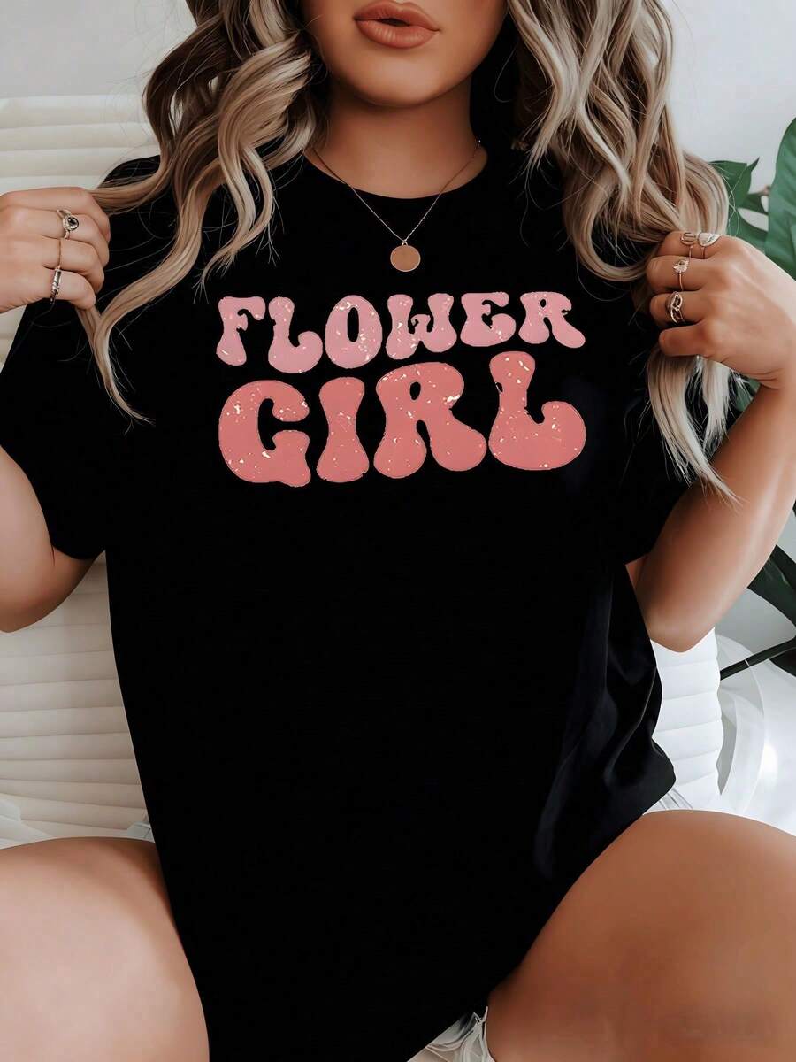 Women's Casual Cotton T-Shirt With Floral Print Celebrating The Restless Floral Spirit And Joyful Femininity, Ideal For Nature Lovers - 黑色 - 查看 1