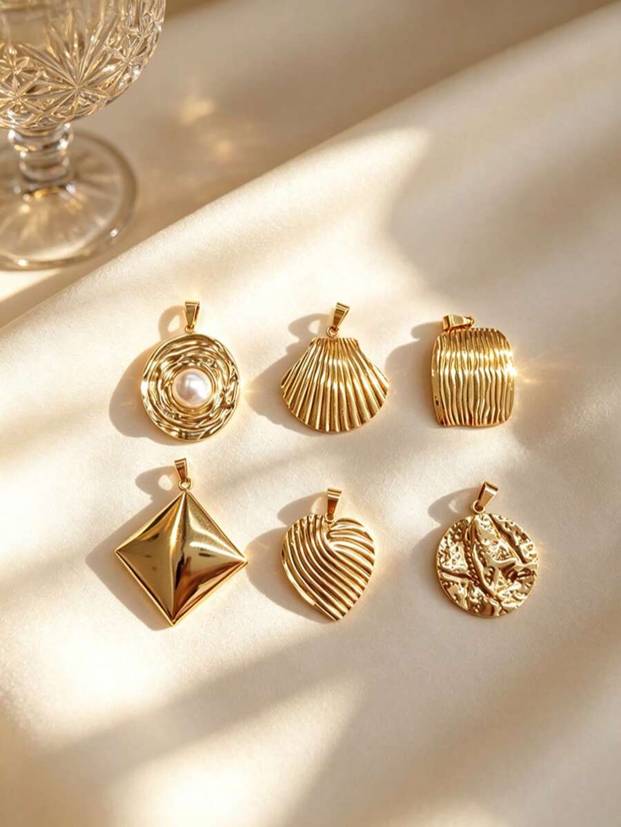 Multi-Style Ins Beach Vacation Style Multi-Piece Combination DIY Stainless Steel Pendant, Freely Combinable, Skin-Friendly And Sweat-Resistant Stainless Steel Material, Graduation Season Island Travel Sister Pair Commemorative Small Gift, Valentine's Day Mother's Day Christmas Holiday Set Gift Jewelry - Multicolor - View 1