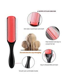 8pcs Curly & Straight Hair Comb Set, Continuous High Pressure Spray Bottle, Long Handle Hollow Hair Washing Massage Comb, 9-Row Comb, Tail Comb, Dual-Ended Eyebrow Comb, Teasing Comb, Hair Braiding Tool, Styling Tools - G1 - View 7