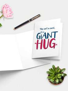 1張「Big Hug」鼓勵卡附信封，感謝與想念問候卡，適合社交距離，送給家人與朋友，彩色紙鼓勵卡 - 多色 - 查看 3