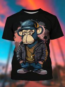 [Pierson Selection]Camiseta para Adultos con Estampado Digital 3D, Nueva Camiseta de Verano para Hombre - negro azabache - Ver 3