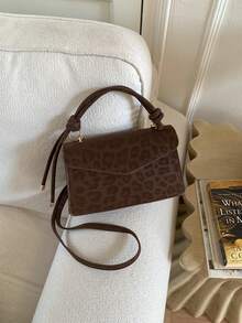 Bolsa de cintura con estampado de flechas estilo coreano de moda, nueva bolsa de mano a 2025, bolso bandolera, bolso cuadrado pequeño de unicolor estilo Ins - Marrón - Ver 2