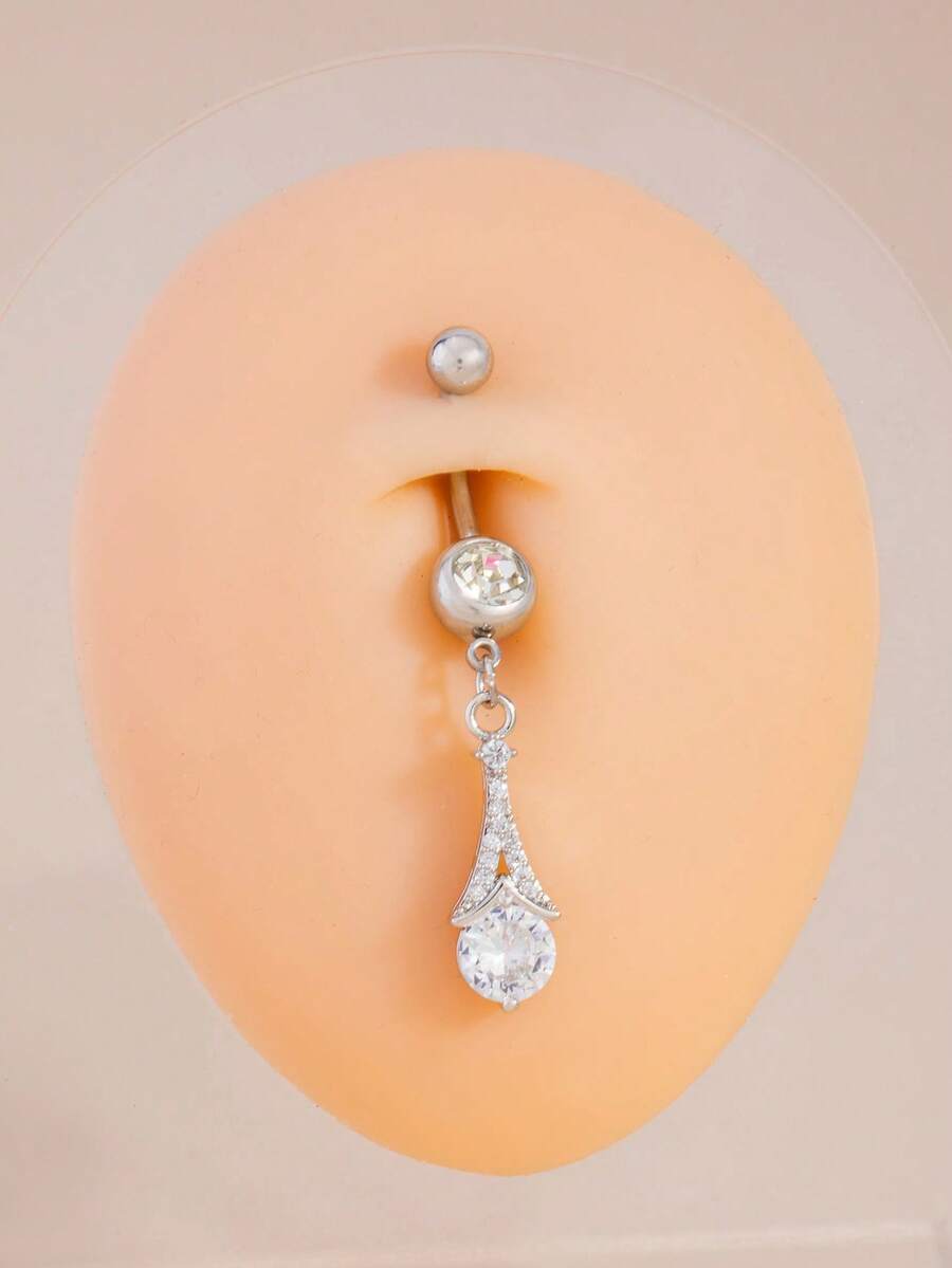 1pc Beach Vacation Style Water Drop Belly Button Ring Women Body Jewelry Elegant Navel Piercing - Multicolor - View 1
