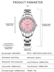 LIGE Classic 3-Hand Women's New Watch, Date Display, Multi-Function Chronograph, Exquisite Small Elegant High-End - Silver - View 4
