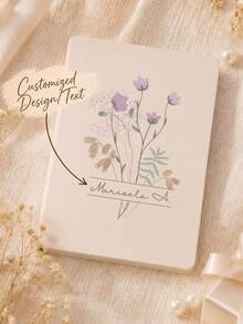 Personalized Floral Pattern Hardcover Notebook, Custom Notebook For Women, Gift For Her, Mother's Day Gift, Floral Gratitude Journal, Customizable Letters, Decorative, Multifunctional, Reusable, Colorful, Retro, Cute, Cartoon, Modern, Kawaii, Customized, Personalized, Unique, Personalized Sticker, Ideal Gift For Him/Her - Multicolor - View 2