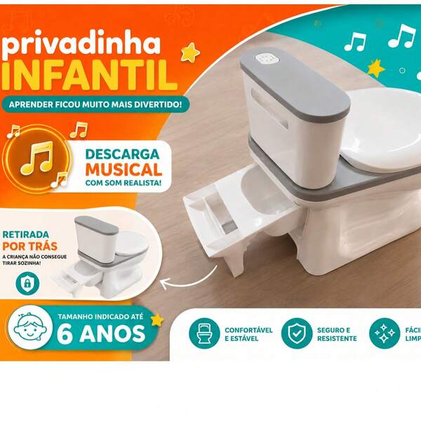 We Follow Troninho Simulador de Privadinha BARULHO DESCARGA Assento Redutor Pinico Infantil Desfralde Divertido Menino Menina
