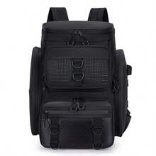 Mochila de pesca impermeable de gran capacidad con organizador de 18 compartimentos para aparejos, soporte para caña y respaldo transpirable para viajes al aire libre - Multicolor - Ver 12