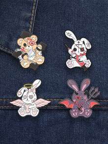 1件/組 暗黑時尚金屬琺瑯胸針 天使/惡魔刺繡徽章 Y2K卡通徽章 送給朋友的最佳禮物 - 彩色 - 查看 6